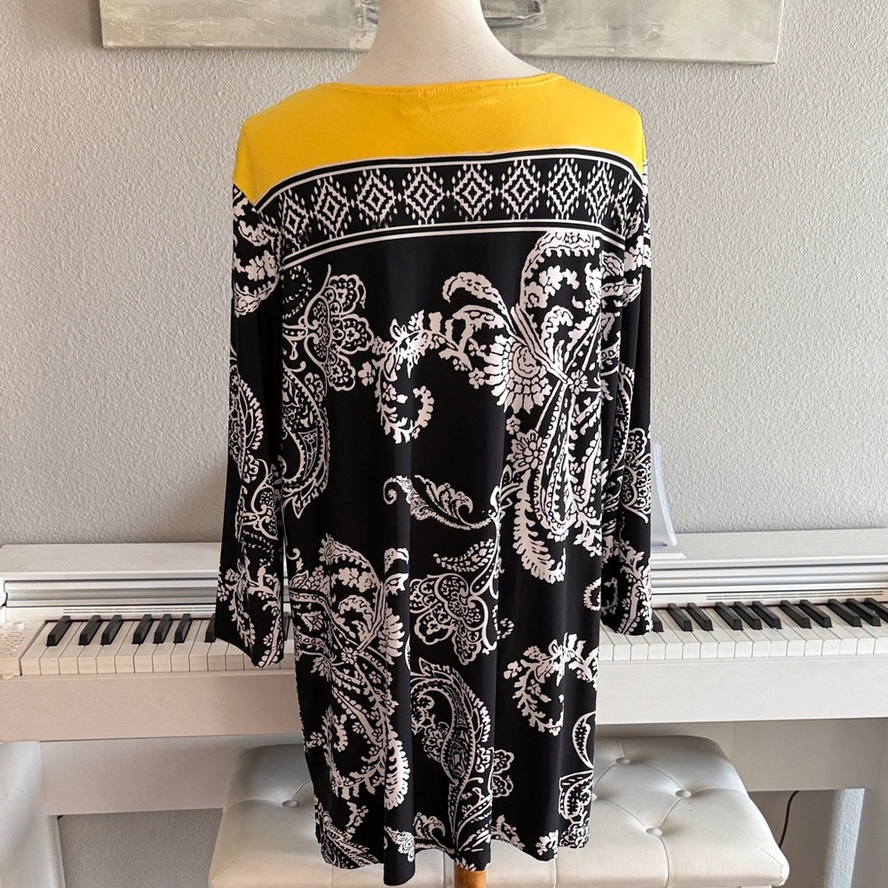 Susan Graver Black and Yellow Tunic Top sz 1X - Picture 3 of 5